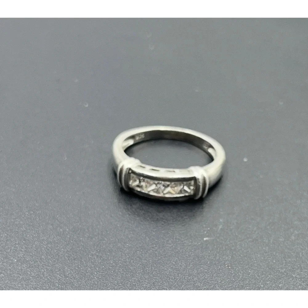 Sterling Silver Princess Cut Channel Set CZ Anniversary‎ Wedding Band Ring 8.25